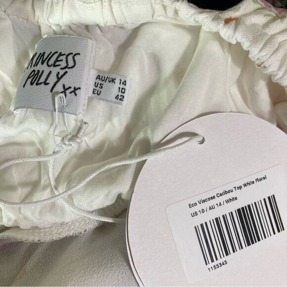Princess Polly White Floral Caribou Crop Top Size 10 NWT - Picture 12 of 13